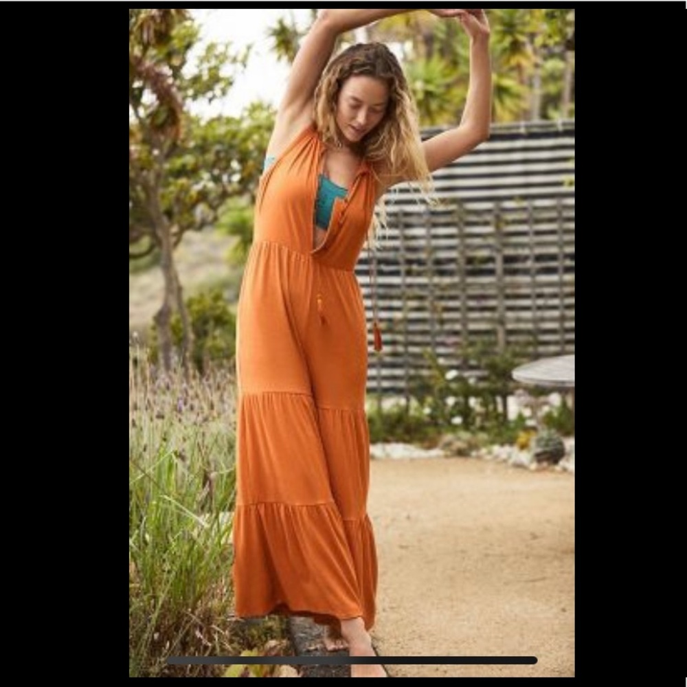 NWOT Anthropolgie Orange Wide Leg Jumpsuit